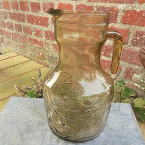 ITALY smoked glass PITCHER - Vintage orangeade carafe