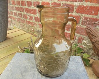 Pichet En Verre Vert Vintage, Idéal Pour Citronnade Ou Déco Rétro