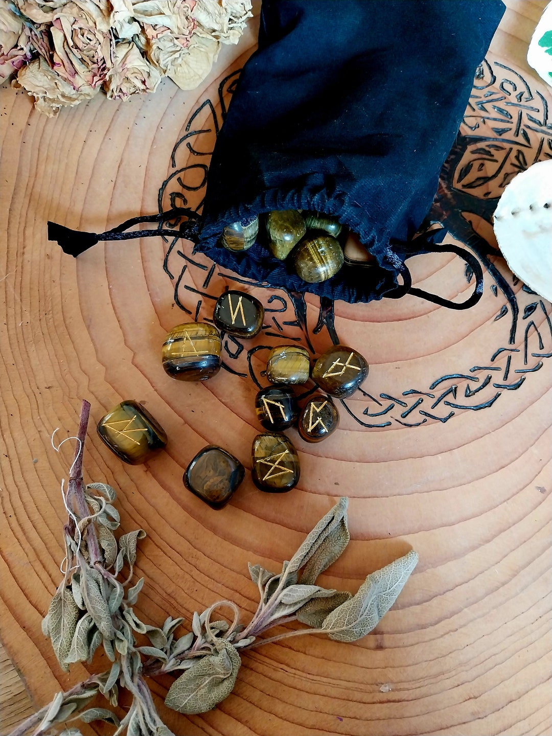 Tiger's Eye Runes - Viking Runes - Natural Stones - Etsy