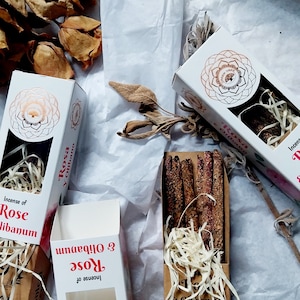 rose and frankincense - green tree - natural incense - soothing fumigation