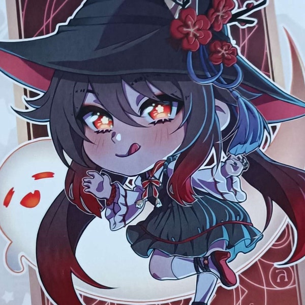 Hu Tao Chibi Witch Postcard