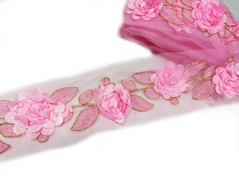 Light pink Floral Saree Decorative Trim By the Yard Embroidered Sari Border Indian Laces Sewing Crafting Ribbon Beach Bags Decor Trimmings