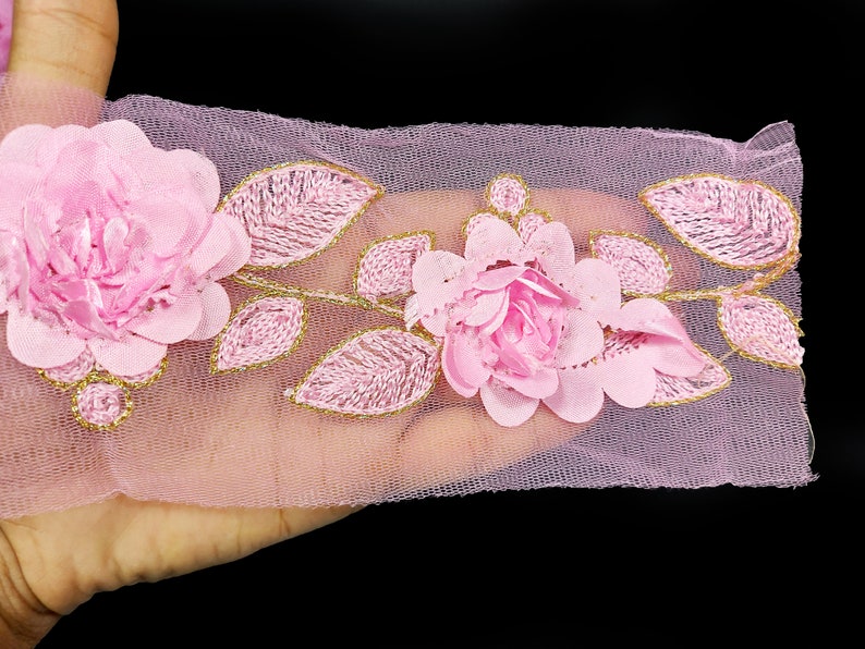 Light pink Floral Saree Decorative Trim By the Yard Embroidered Sari Border Indian Laces Sewing Crafting Ribbon Beach Bags Decor Trimmings