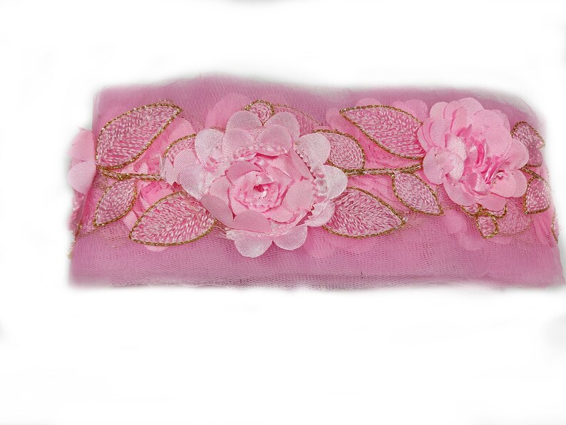 Light pink Floral Saree Decorative Trim By the Yard Embroidered Sari Border Indian Laces Sewing Crafting Ribbon Beach Bags Decor Trimmings