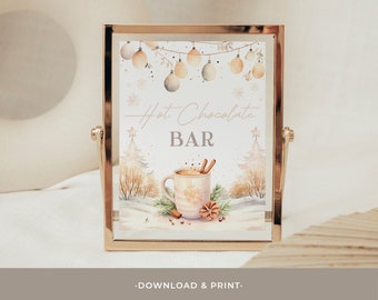 Christmas Hot Chocolate Bar Printable Table Sign Cocoa Bar Sign Party Sign Christmas Sign Chocolate Bar Sign Instant Download 040