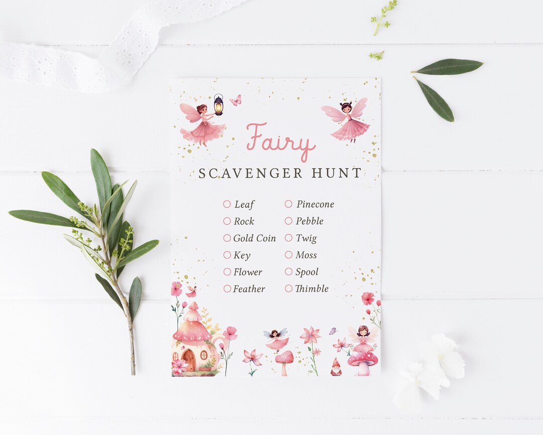 Magical Fairy Scavenger Hunt Game Editable Floral Fairy Garden Party ...