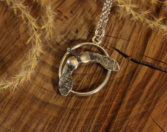 Handmade Sycamore seed pendant, Silver Sycamore seed necklace