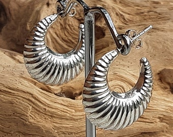 Orecchini A Cerchio Ritorti 60 Mm – Maxi Hoop Intrecciati, Metallo Placcato Argento, Chiusura A Incastro, 6g