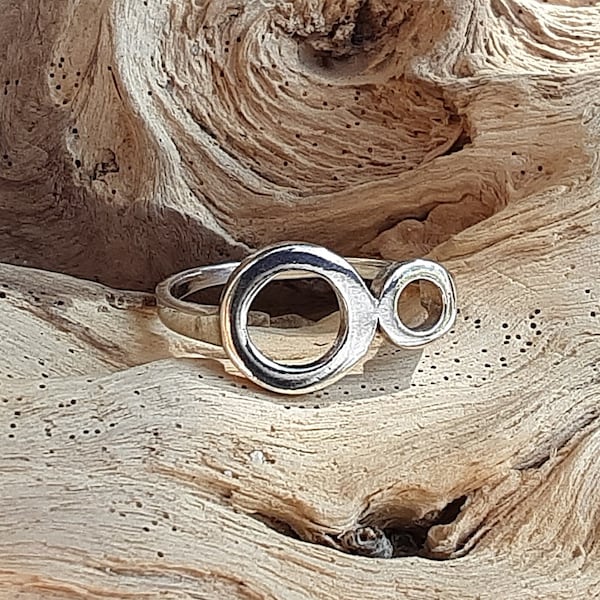 Bague fine 2 cercles en argent 925.