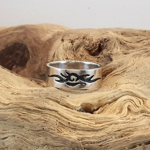 925 silver ring for men tribal pattern size US 12.5