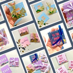 Cartes confettis, dites-le avec des confettis, carte d'anniversaire, carte de Saint-Valentin, carte de fête des mères, cartes amusantes