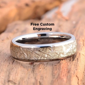 Zilveren meteoriet trouwring, zilveren meteoriet ring, zilveren wolfraam ring, meteorenring, zilveren ring, trouwring, 6 mm comfortband