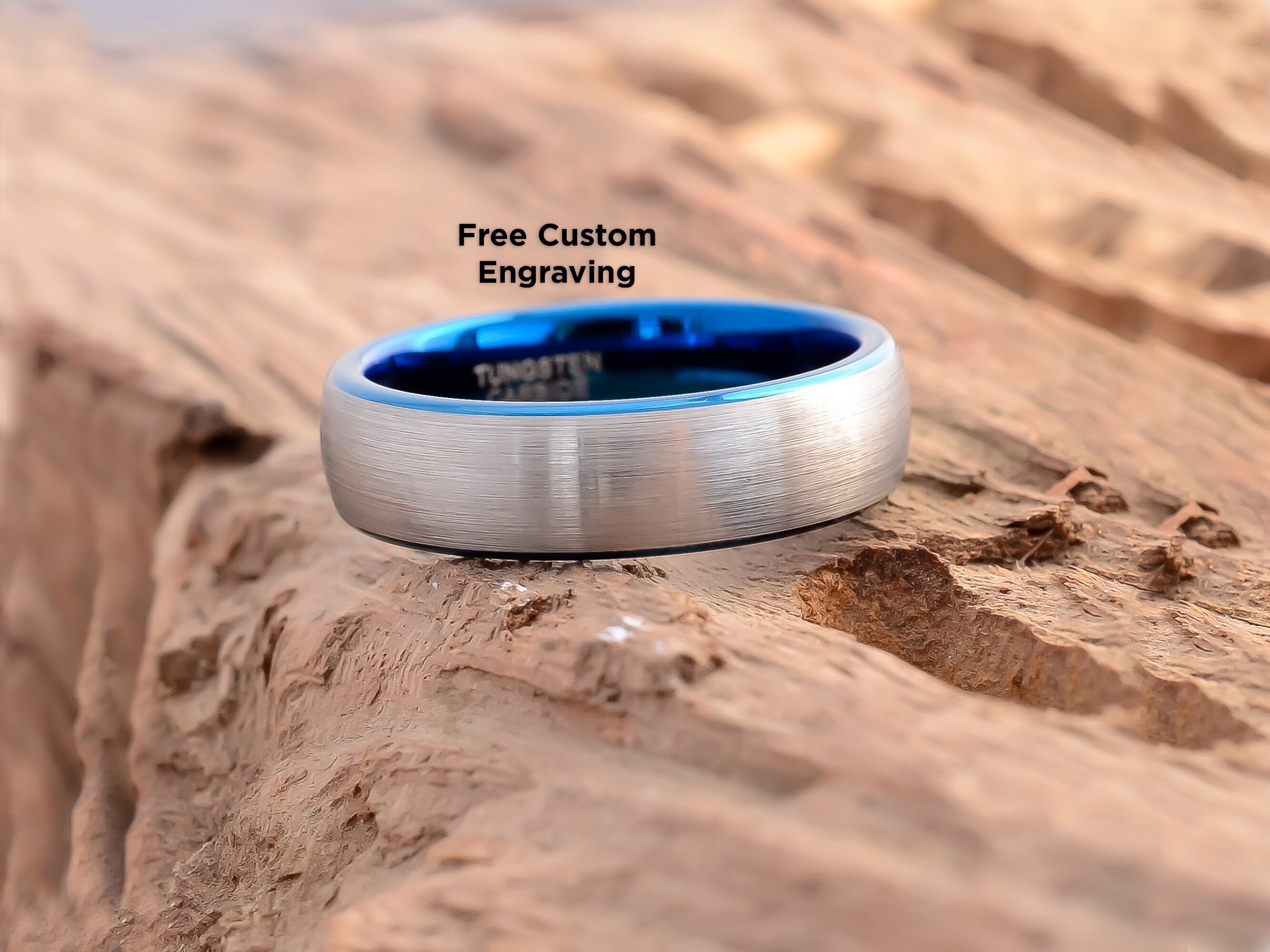 Bague en tungstène argenté foncé de mm pour homme, alliance