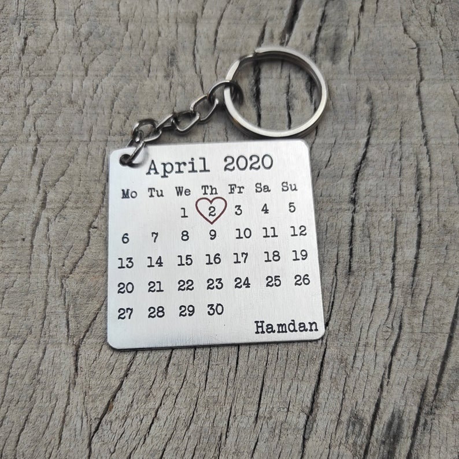 Personalized Calendar Keyring Custom Calendar Keychain Etsy