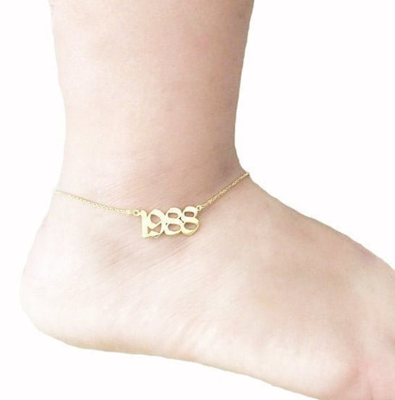 Custom Number Anklet Buy 2 Get 1 Free 24k Gold Year Anklet