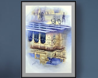 Vienna State Opera watercolor painting Vienna Austria