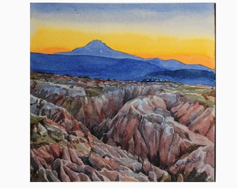 Aangepast landschapsschilderij van foto Handgemaakt aquarelschilderij in opdracht van de Commissie
