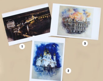 Ukraine postcrossing set Cityscape postcards Postcard set greeting card Urban art print Ukraine postcards