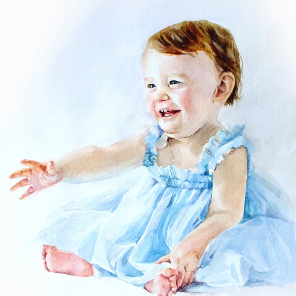 Commandez un portrait à l'aquarelle à partir d'une photo. Portrait personnalisé de bébé, d'enfant