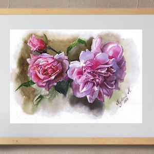 Rosa Pfingstrosen Aquarell Malerei Geschenk für Sie