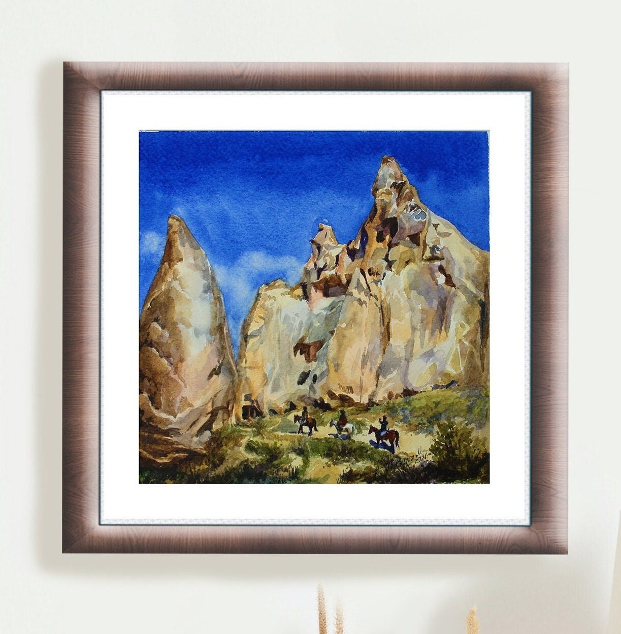 カッパドキア トルコ 山の風景 水彩画 - Etsy 日本