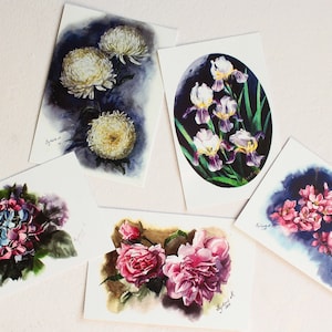 Flowers postcards Floral postcard Botanical card set