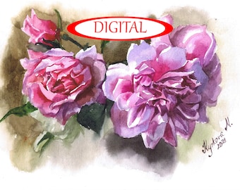 Peonies digital print  Downloadable poster Ukraine sellers Ukraine shops