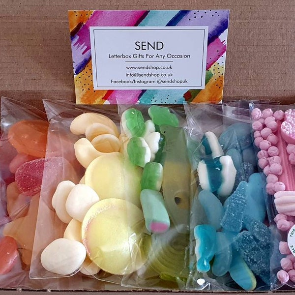 Rainbow Sweets Pick and Mix Letterbox Gift, Pick And Mix Sweetbox, Rainbow Sweet Gift Sweet Hamper