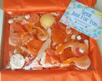 Mixed Orange Sweets Letterbox Sweetbox Pick and Mix Sweets Candy Mix Gift Box Sweet Hamper