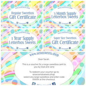 Vale de regalo Sweetbox - Descarga digital - Regalo instantáneo - Letterbox Sweets