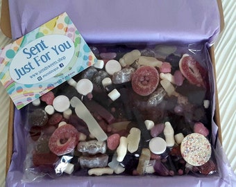 Cassetta delle lettere per dolci viola Scatola dei dolci Scegli e mescola dolci Confezione regalo di mix di caramelle Cesto per dolci