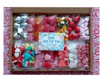 Ultimate Valentines Sweets Love Heart Theme Mega Sweet Box Extra Large Letterbox Sweetbox Pick and Mix Sweets Treat Box For Two