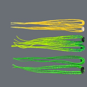 Neon green synthetic hair dread clips on extensions