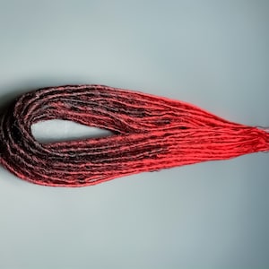 Black to red dreadlocks ,ombre single ended dreads, Gothic style