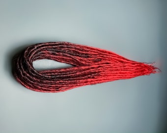 Black to red dreadlocks ,ombre single ended dreads, Gothic style