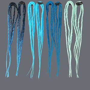 Blue clip in dreads,  hair extensions, synthetic dreads