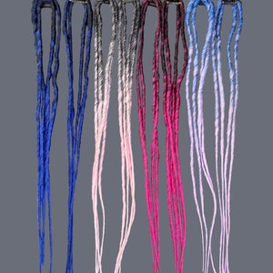 Colorful dreadlocks on clips,  synthetic hair extensions