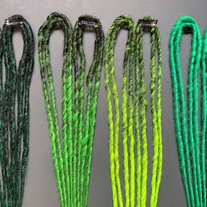 Green clip in dreadlocks extensions , synthetic hair accessories clips on