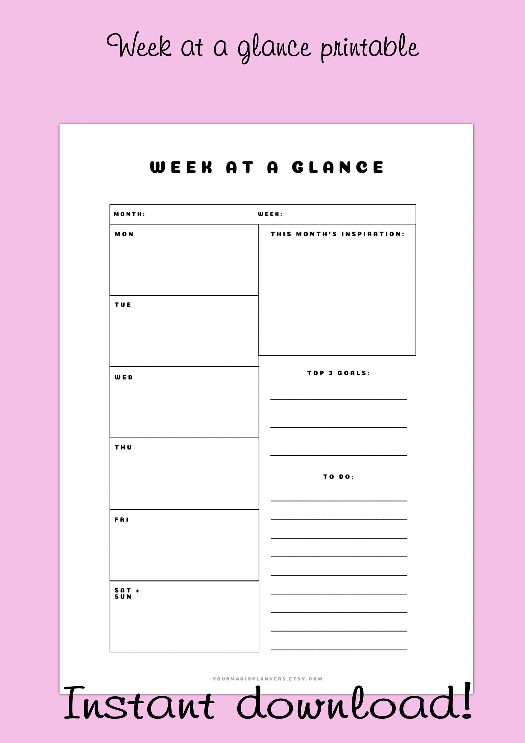 weekly printable planner weekly planner weekly digital etsy