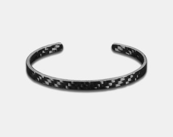 Bracelet en fibre de carbone pour hommes en Noir | Manchette noire - Bracelet - Bracelet - Bracelet - Bracelet Homme Étanche - 100% Fibre de Carbone Léger