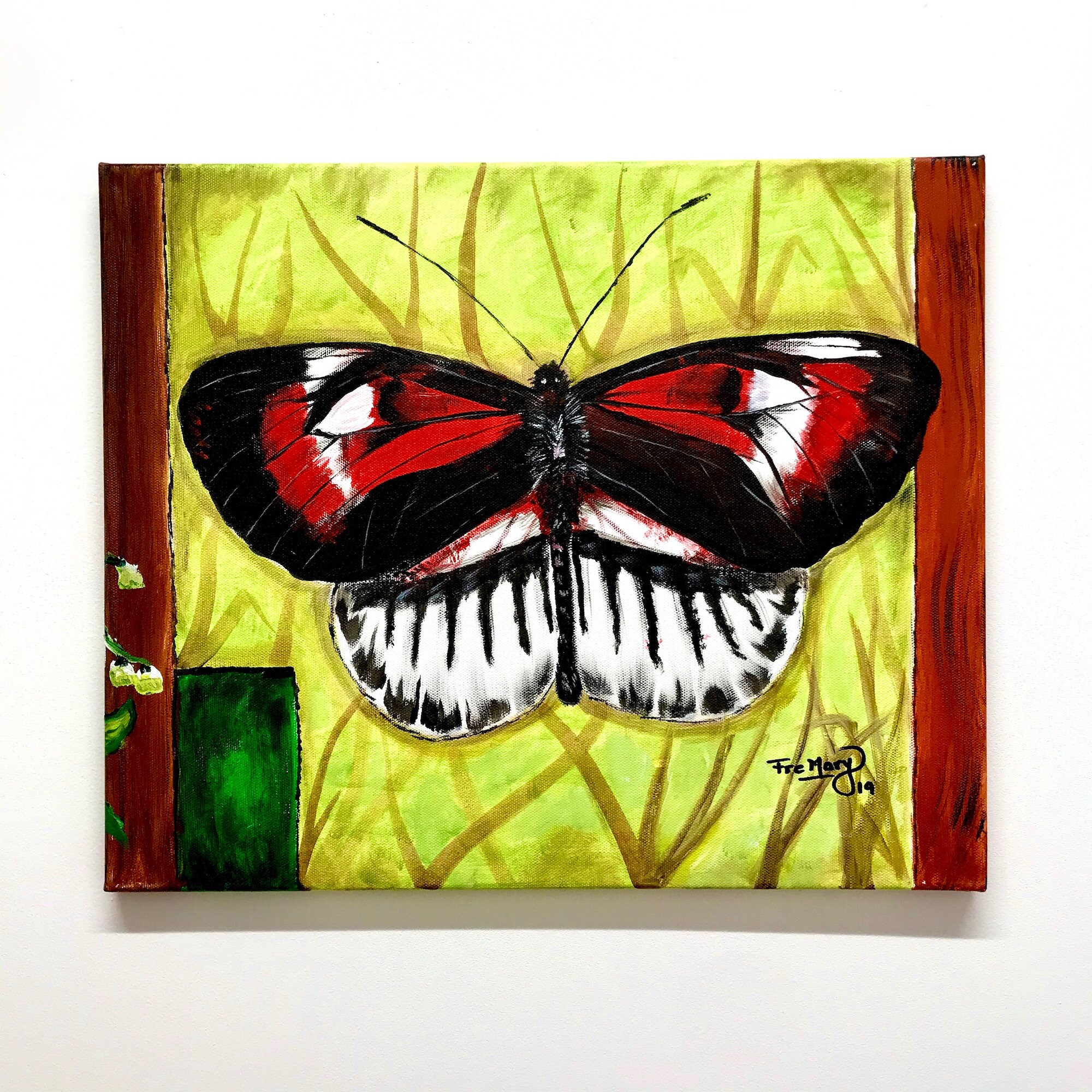 Butterfly Acrylic Painting On Canvas 46x38cm Size/Nature Lover Art Wall/Unique As Picture/Wildlife P