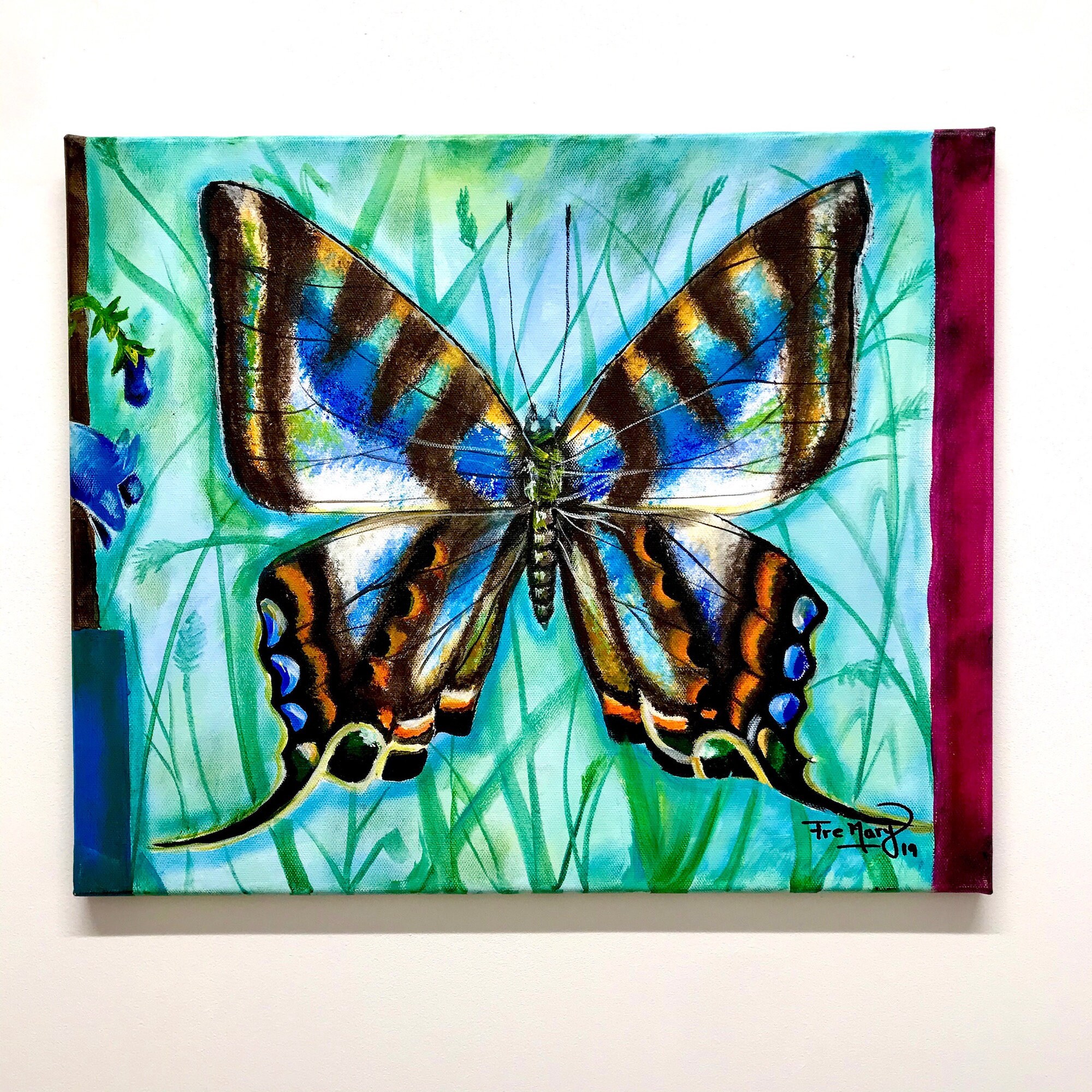 Butterfly Acrylic Painting On Canvas 46x38cm Size/Nature Lover Art Wall/Unique As Picture/Wildlife P