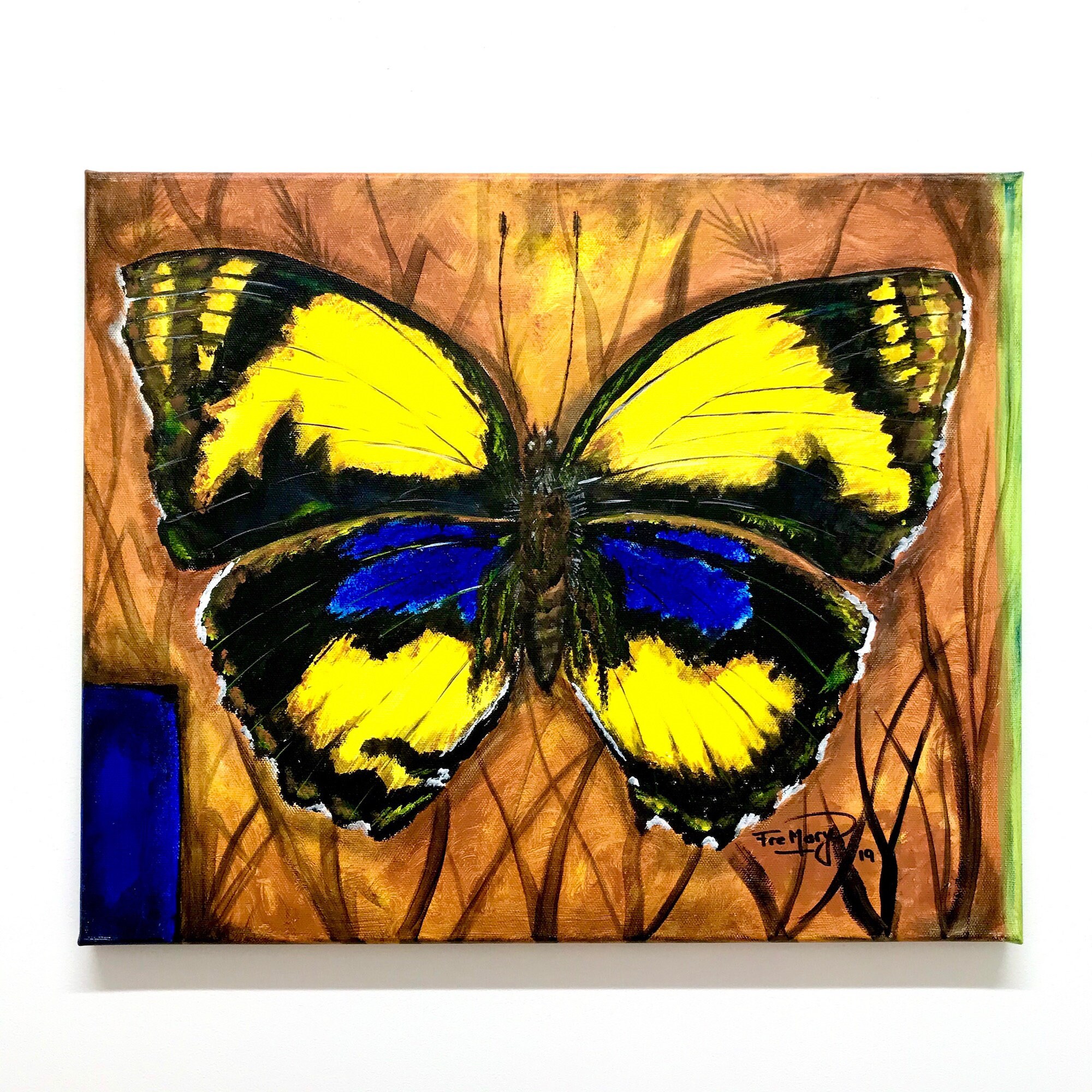 Butterfly Acrylic Painting On Canvas 46x38cm Size/Nature Lover Art Wall/Unique As Picture/Wildlife P