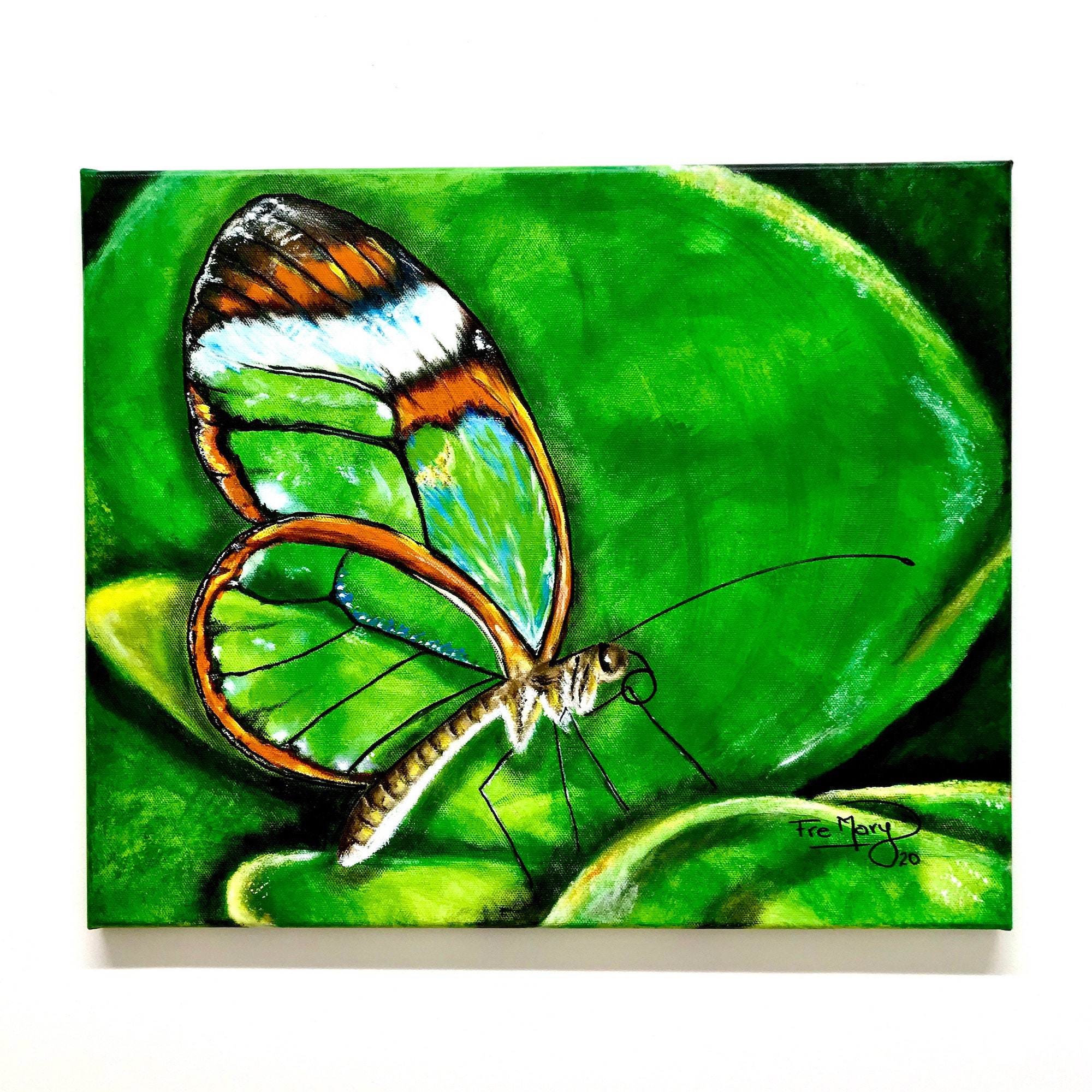 Butterfly Acrylic Painting On Canvas 46x38cm Size/Nature Lover Art Wall/Unique As Picture/Wildlife P