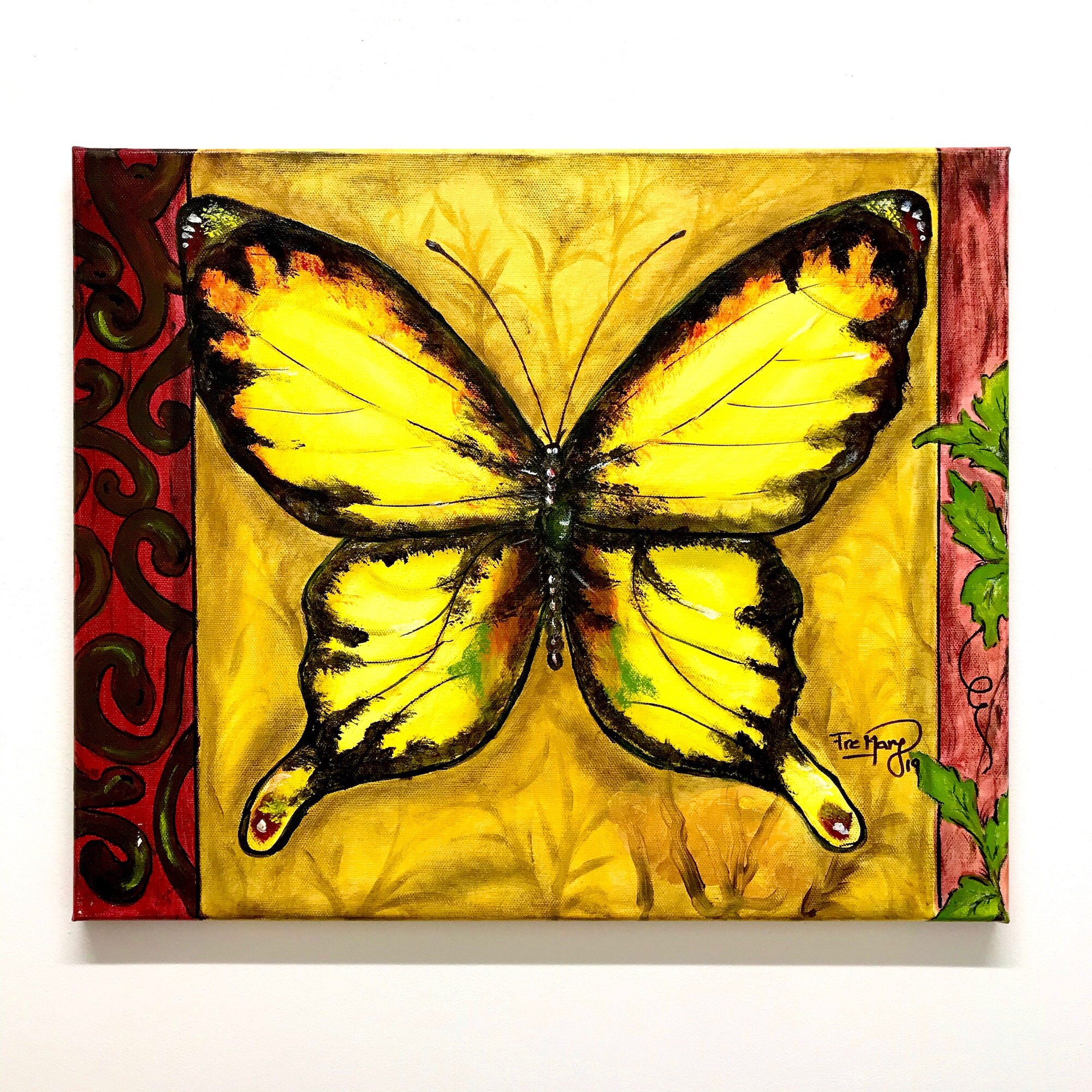 Butterfly Acrylic Painting On Canvas 46x38cm Size/Nature Lover Art Wall/Unique As Picture/Wildlife A