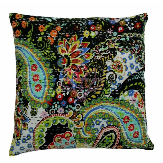 Indian Decorative Pillows Kantha Cushion Covers Sofa Cushions Etsy