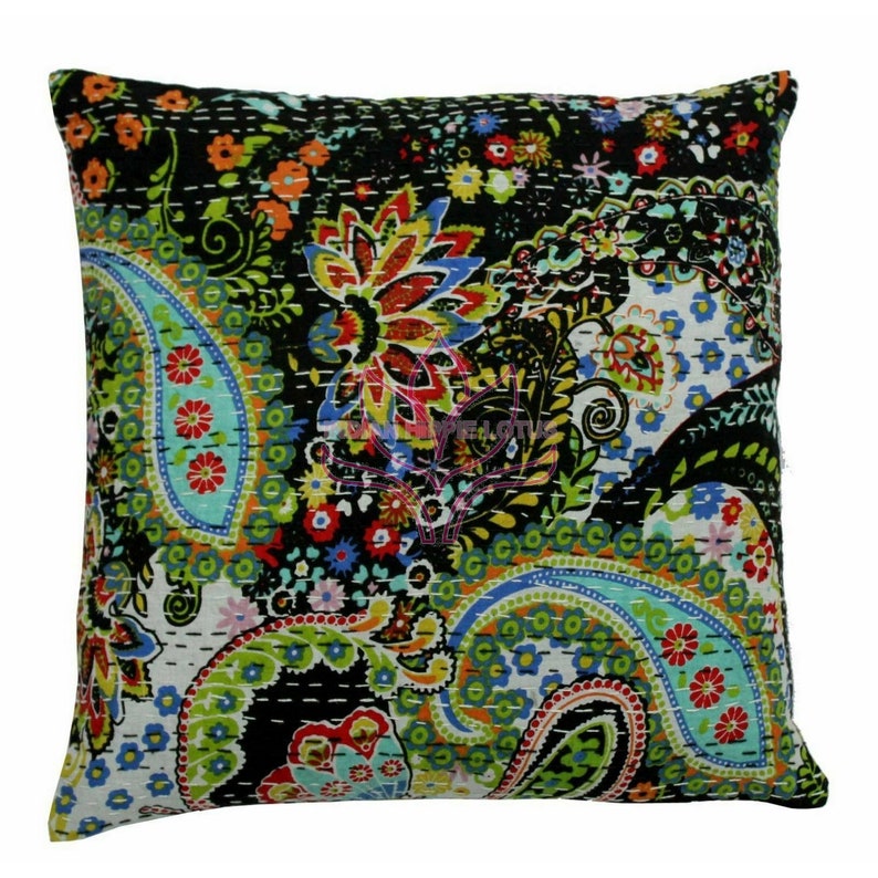 Indian Decorative Pillows Kantha Cushion Covers Sofa Cushions Etsy