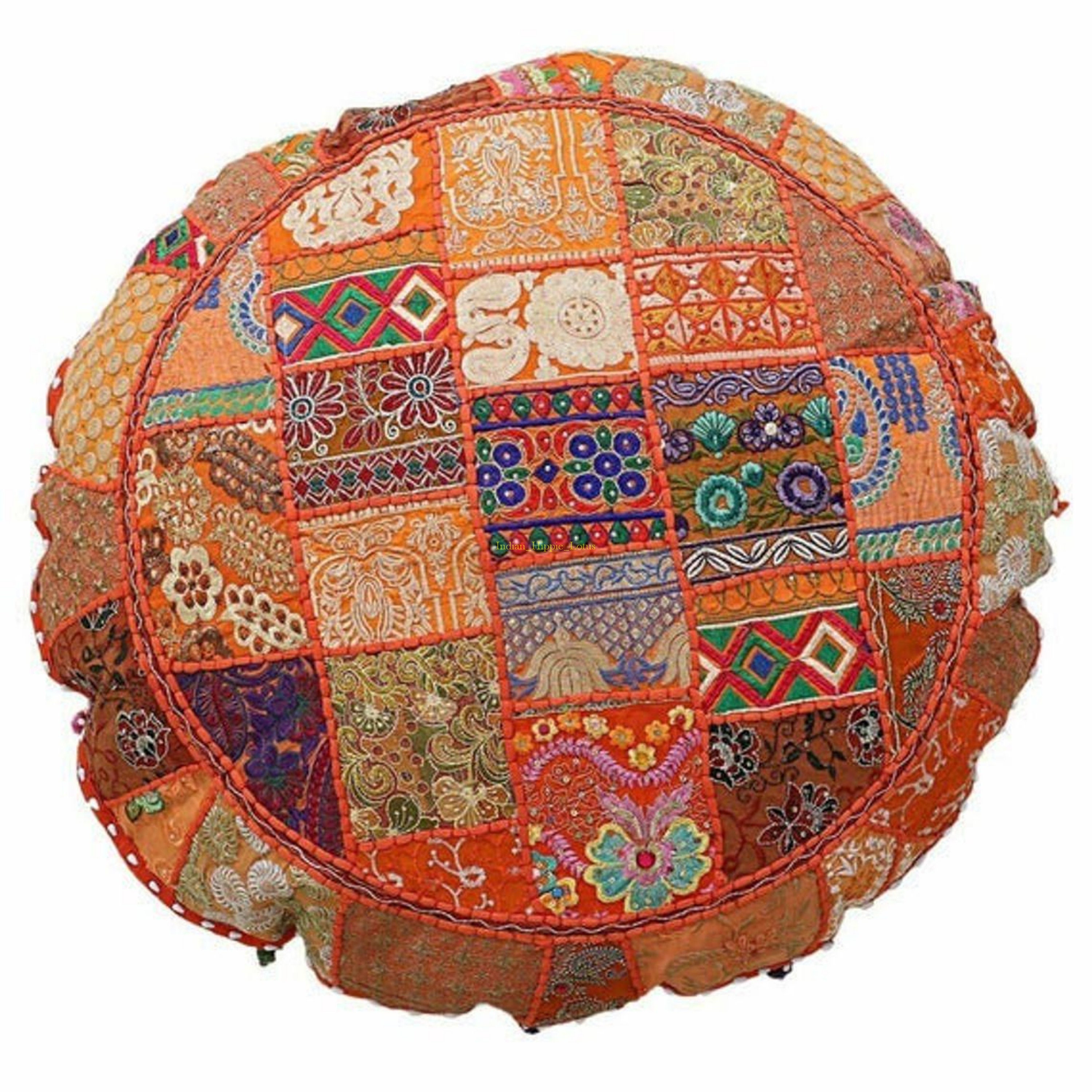 Rajasthani 32Multi colour Patchwork Round cushion cover Etsy