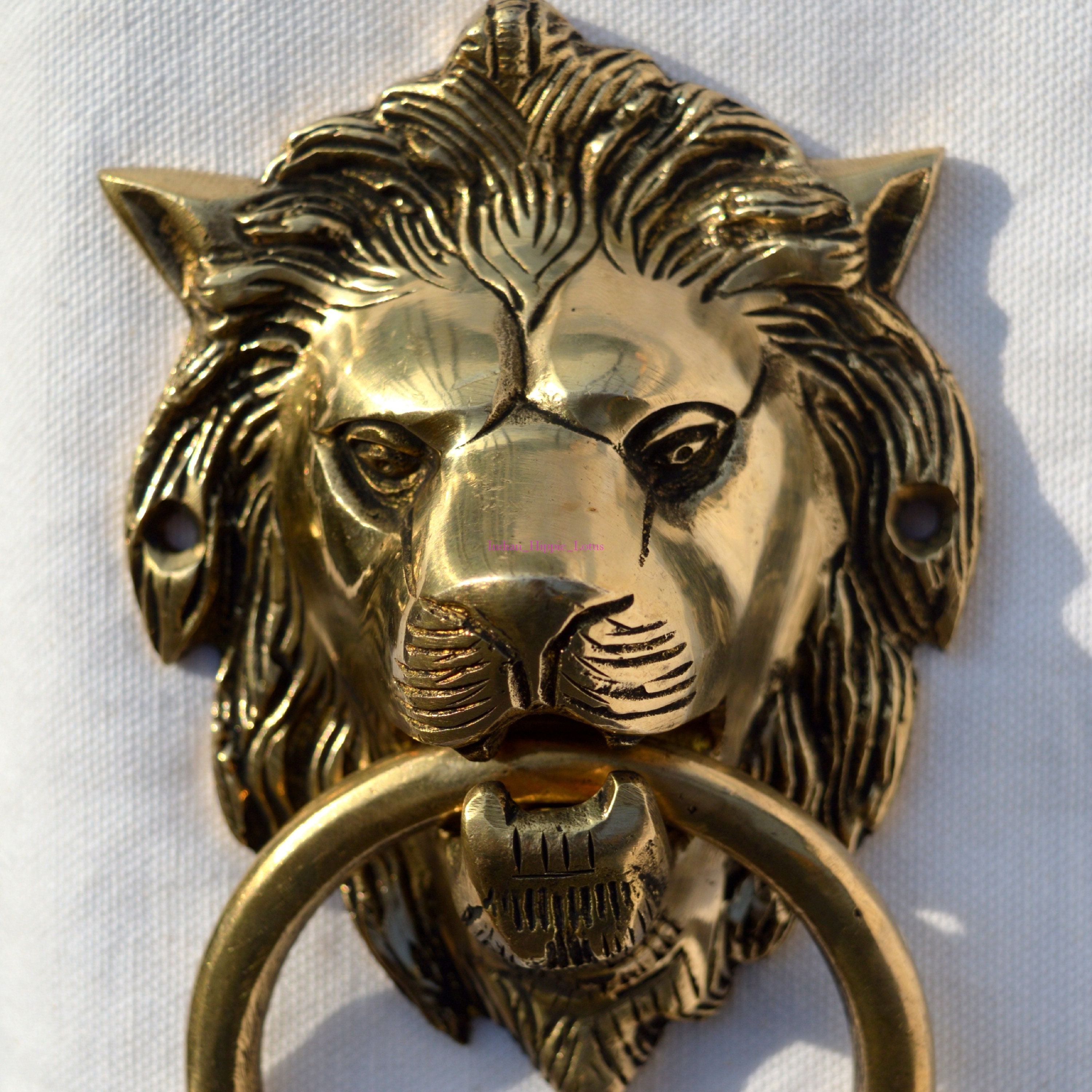 Vintage Solid Brass Lion Head Door Knocker Brass Door Etsy