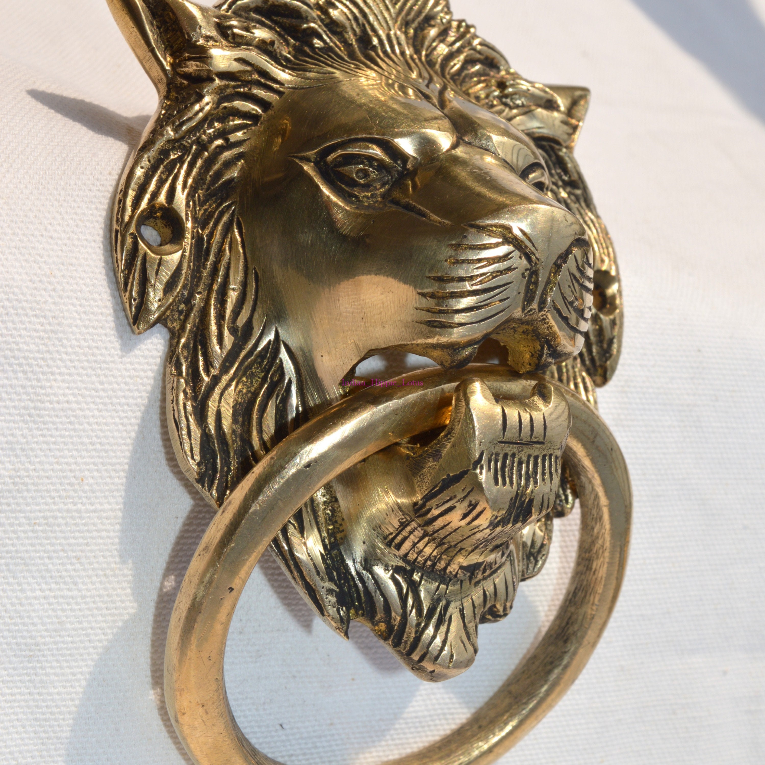 Vintage Solid Brass Lion Head Door Knocker Brass Door Etsy